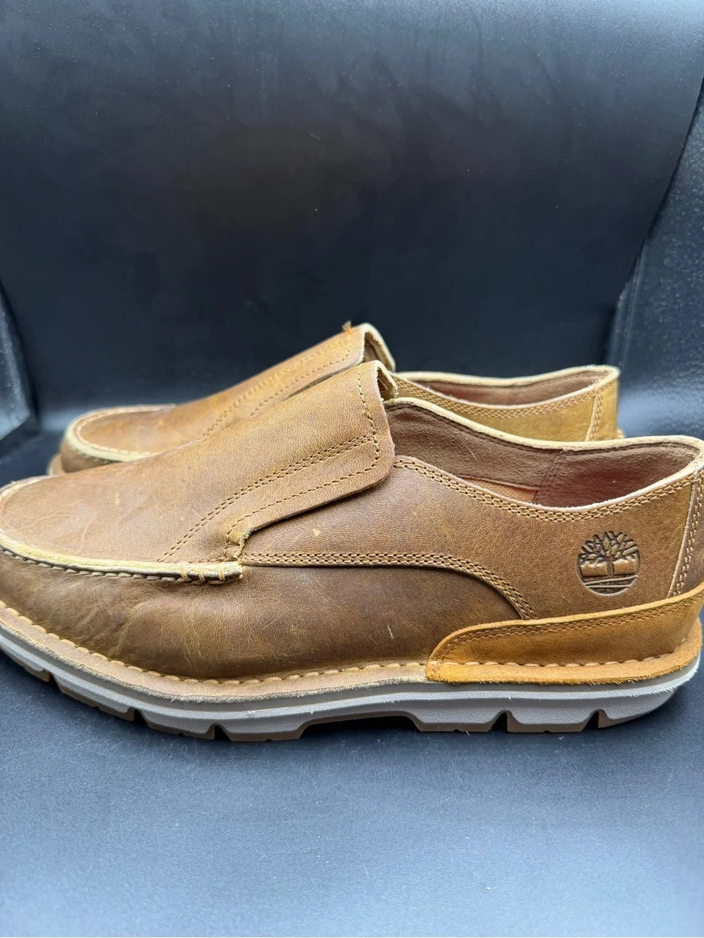 Timberland Men's Tan Brown Leather Slip-On Loafers